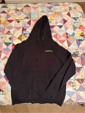 Shadow Hill Black Crewneck Hoodie with Neon Green Logo